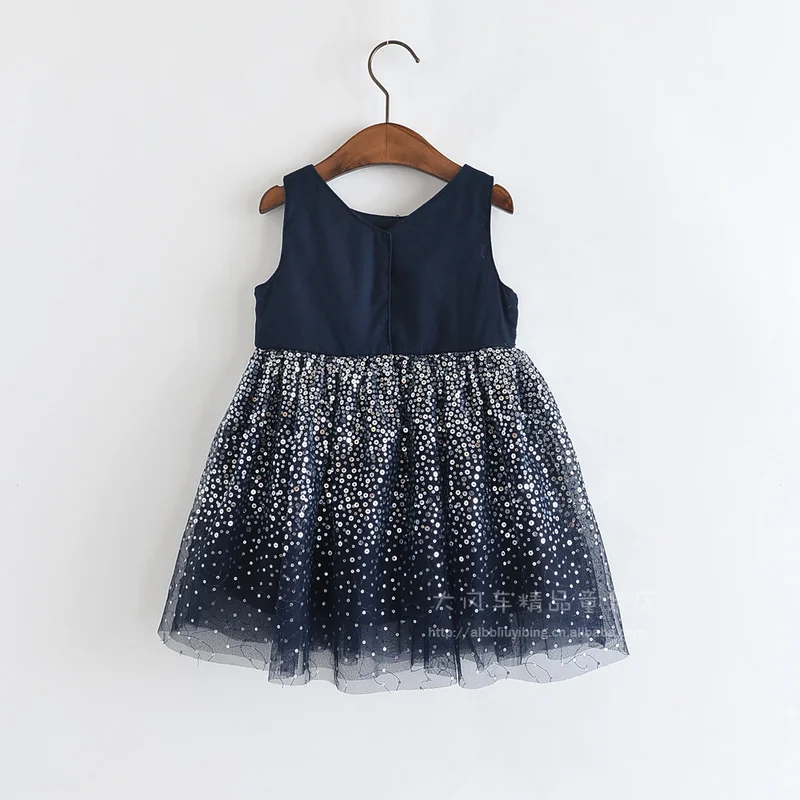 Детская Костюмы платье 2019 Лето Градиент Сетчатое с пайетками для девочек без