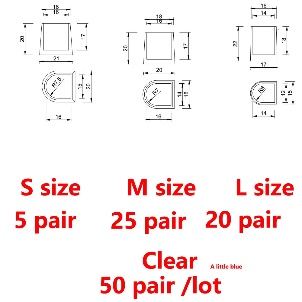 clear S5 M25 L20 50 пар/лот, защита для каблука EXPfoot, силиконовый фиксатор для высоких каблуков, пробки для обуви, для свадебной вечеринки - Цвет: clear S5 M25 L20