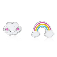 wangaiyao rainbow cloud fresh and cute creative earrings female small simple high end earrings