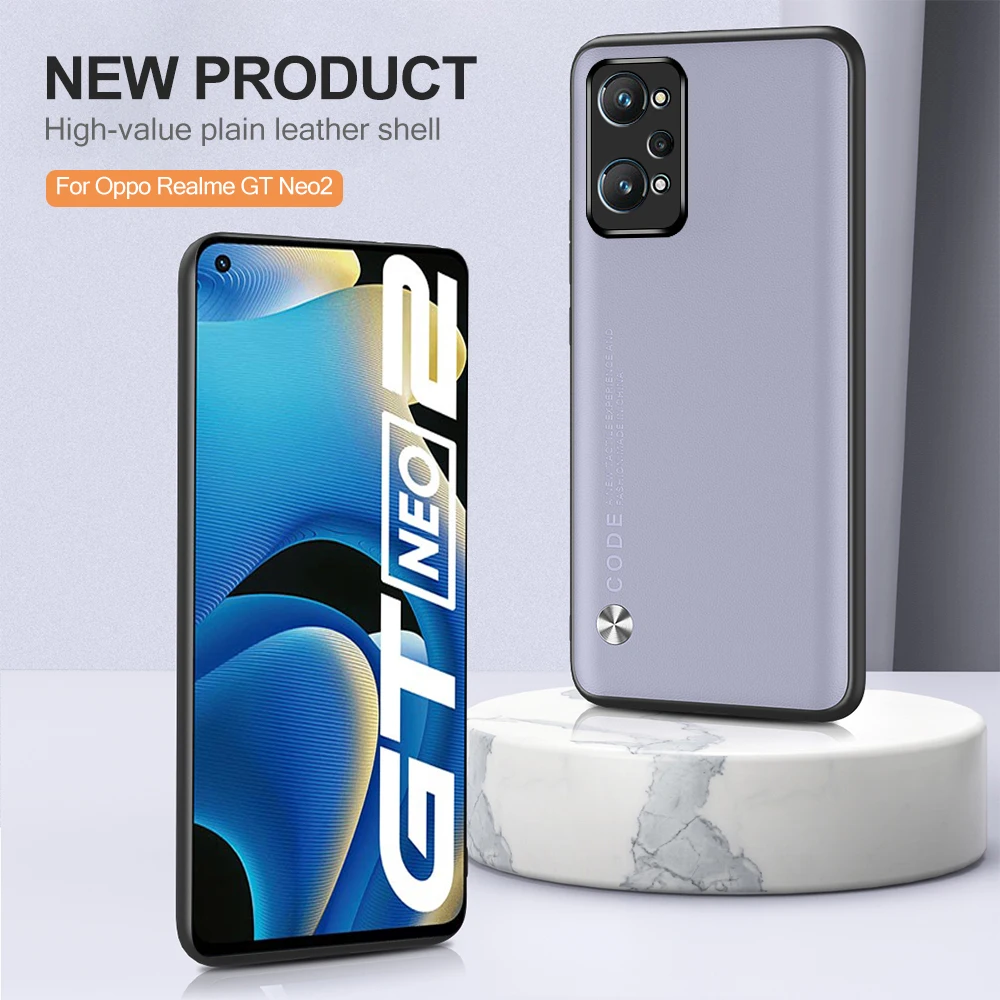 plain skin leather phone cover for realme gt neo 2 case for oppo realme gt neo2 realmegt neo 2 shockproof back coque fundas free global shipping