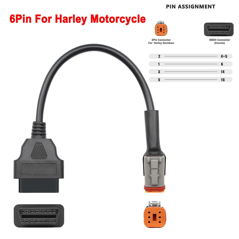 OBD2 Connector For KTM Motorcycle Motobike 6Pin Yamaha/Honda/Harley/Ducati/Kawasaki OBD Auto Tools Moto Extension Cable | Автомобили и