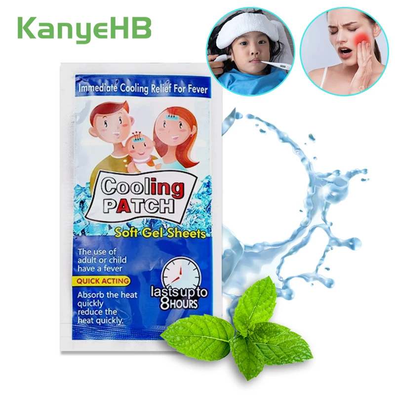 

5pcs Cooling Patches Baby Fever Down Medical Plaster Migraine Headache Pad Lower Temperature Ice Gel Polymer Hydrogel A167