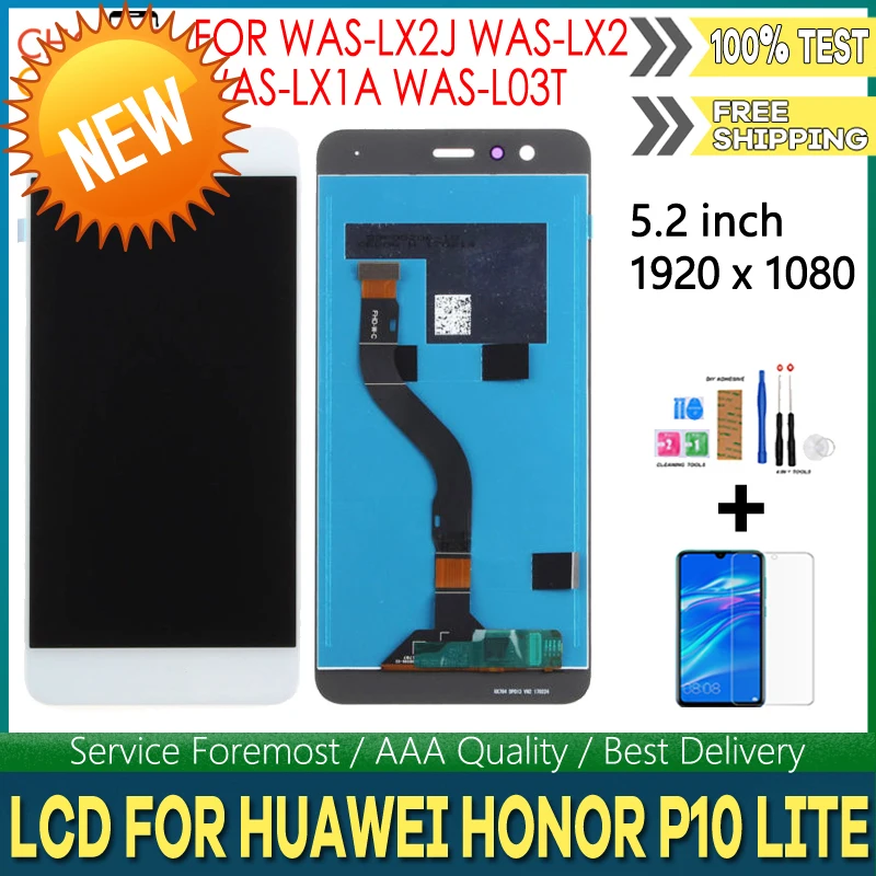 5 2 &quotAAA ЖК дисплей для HUAWEI Честь P10 Lite WAS LX2J LX2 сенсорный экран дигитайзер сборки