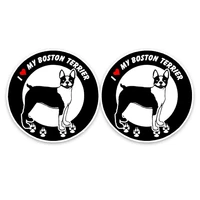 new personality 2x i love my boston terrier dog car stickers motorcycle decals scratches waterproof pvc 13cm 13cm
