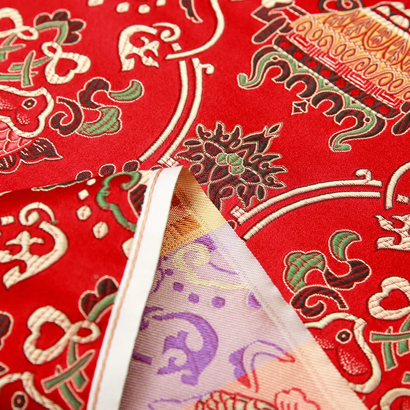 75 cm Width imitation silk jacquard red fabrics by the meter sewing cushion bags design decorative patchwork material |