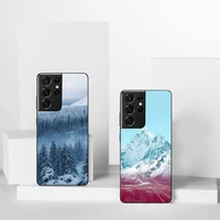 winter snow mountain scene phone case for samsung a51 a32 a52 a71 a50 a12 a21s s10 s20 s21 plus fe ultra