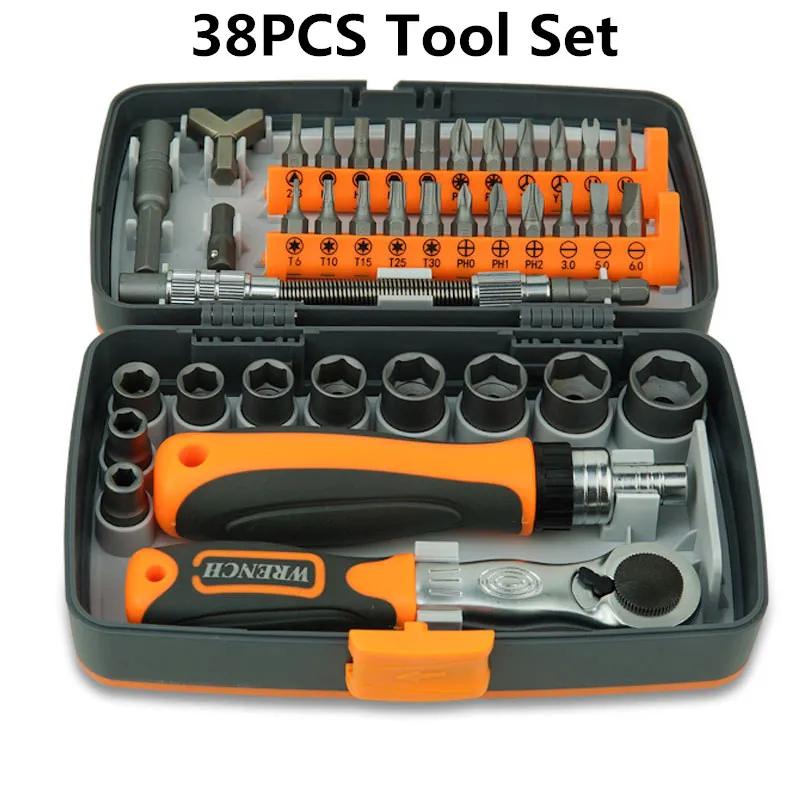 38-in-1 Labor-Saving Ratchet Multi-Function Tool Screwdriver Set Household Car Motorcycle Combination Box Hardware Hand Tool