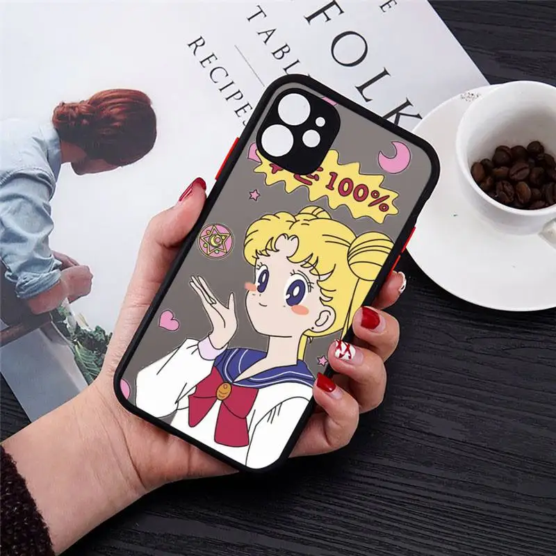 

Sailor Moon Cartoon girl Phone Cases matte transparent For black iPhone 7 8 x xs xr 11 12 pro plus max mini Clear Funda