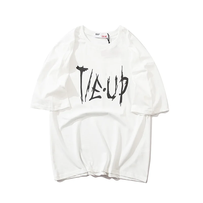 

American high street casual print T-shirt Street simple oversize used letter print Short Sleeve Tee men and women