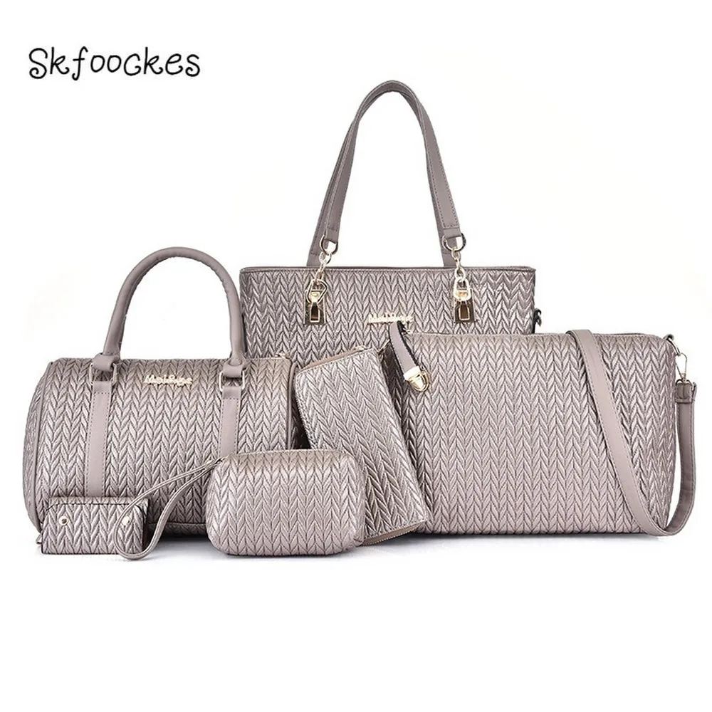

Skfoockes Women Bag 2020 New Woven Pattern Six-piece Bag Women Handbag Shoulder Bag Fashion Messenger Bag for Women