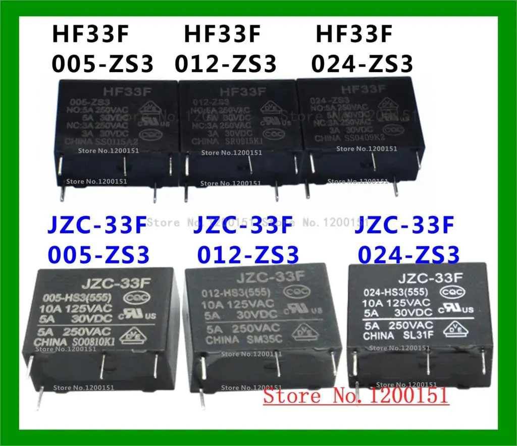 10pcs/lot HF33F HF33F-005-ZS3 HF33F-012-ZS3 HF33F-024-ZS3 JZC-33F JZC-33F-005-ZS3 JZC-33F-012-ZS3 JZC-33F-024-ZS3 relay DIP-5
