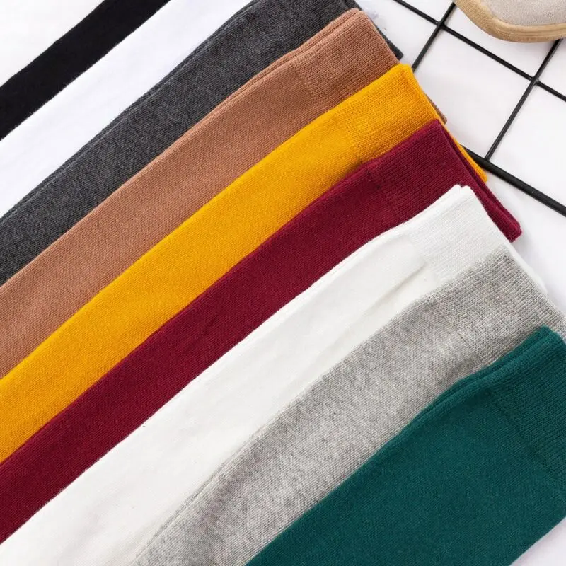 Носки Женские однотонные до середины икры модные хлопковые Простые Длинные