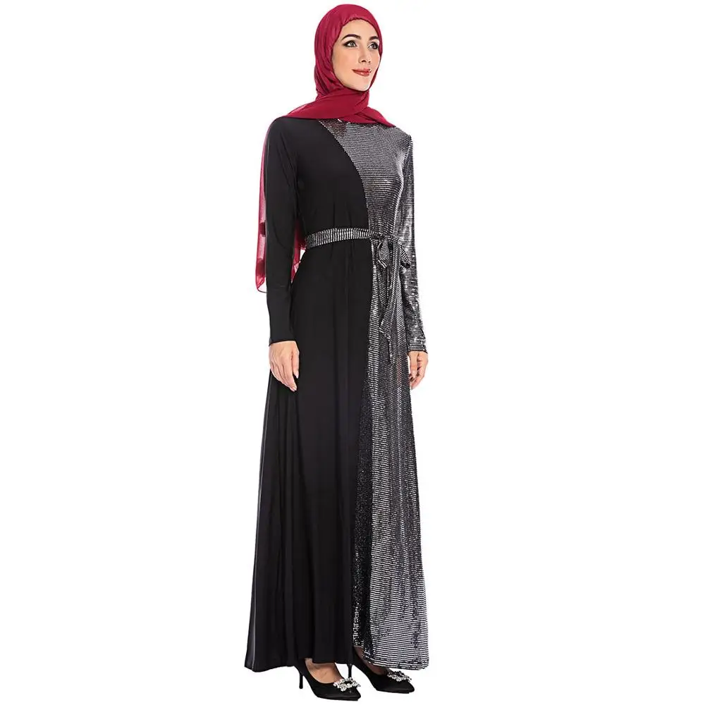 Женское мусульманское платье с длинным рукавом Abayas корейский стиль 2019 |