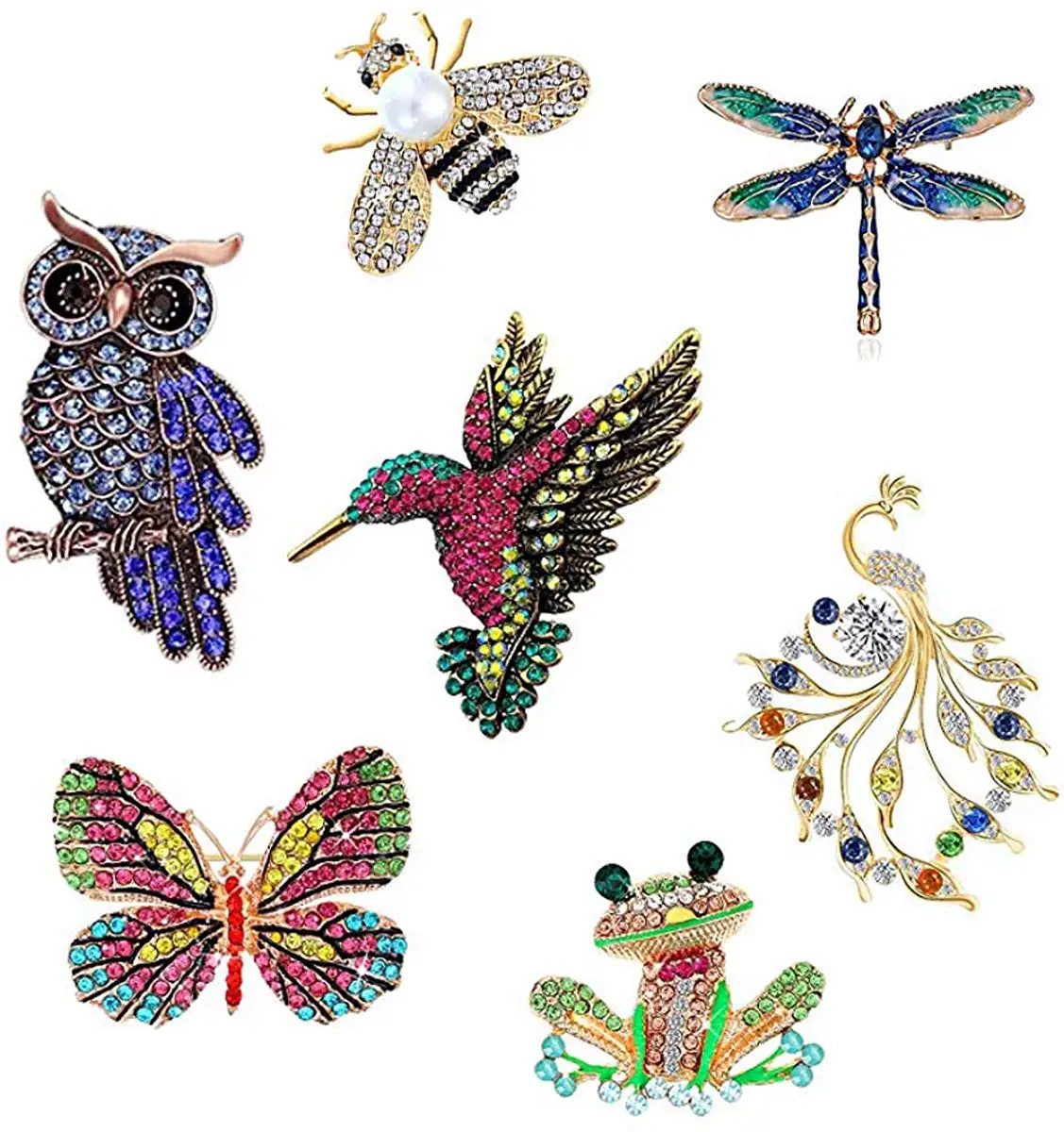 7 шт./компл. набор женских брошек винтажные хрустальные булавки в форме животных
