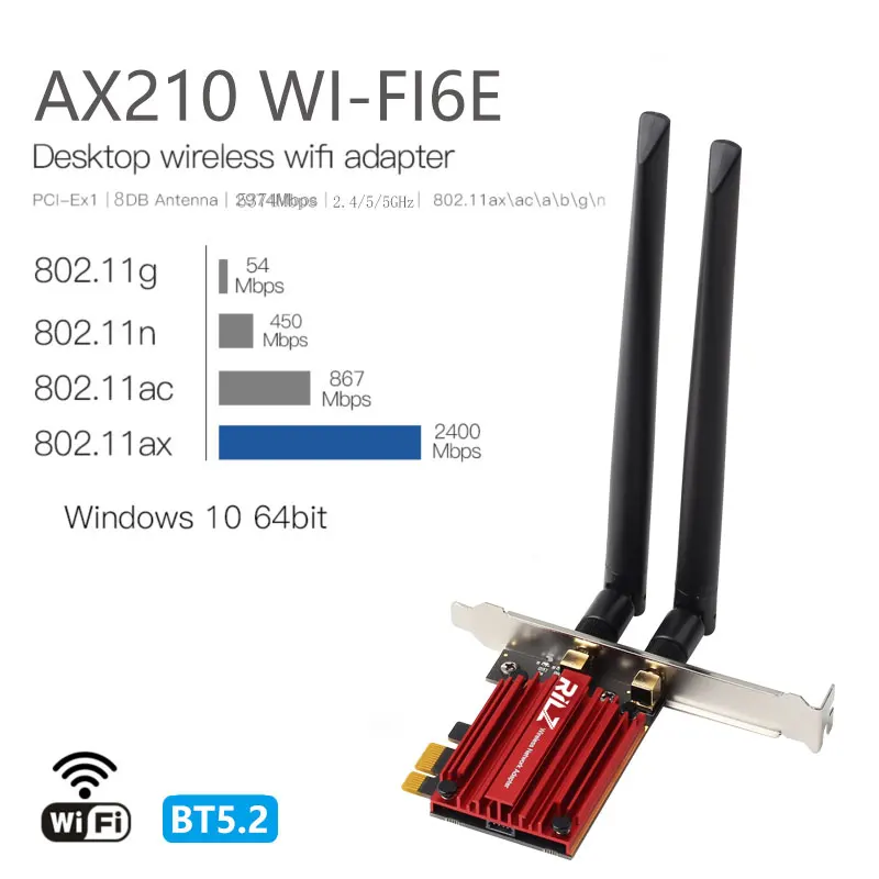 Triple Band Gigabit wireless network card AX210 AX200 8265AC cooling desktop supports6G Bluetooth5.2 | Компьютеры и офис
