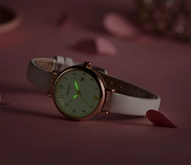 Модные женские наручные часы DISNEY с кожаным ремешком модные повседневные