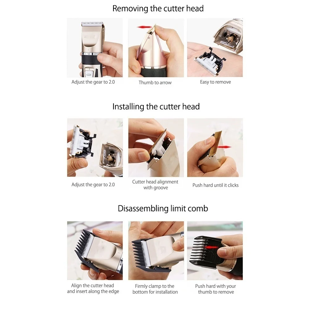 

3/6/9/12mm Limit Comb 5 Gears LED Display Professional Hair Clippers Rechargeable Low Noise Cordless Clippers Hair Trimmer Gifts