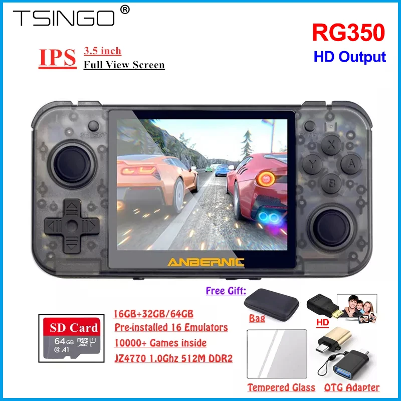 

Игровая консоль RG350 Linux, 3,5 дюйма, IPS-экран, HDMI-выход, 10000 игр, «сделай сам», портативная игровая консоль PS1 RG 350