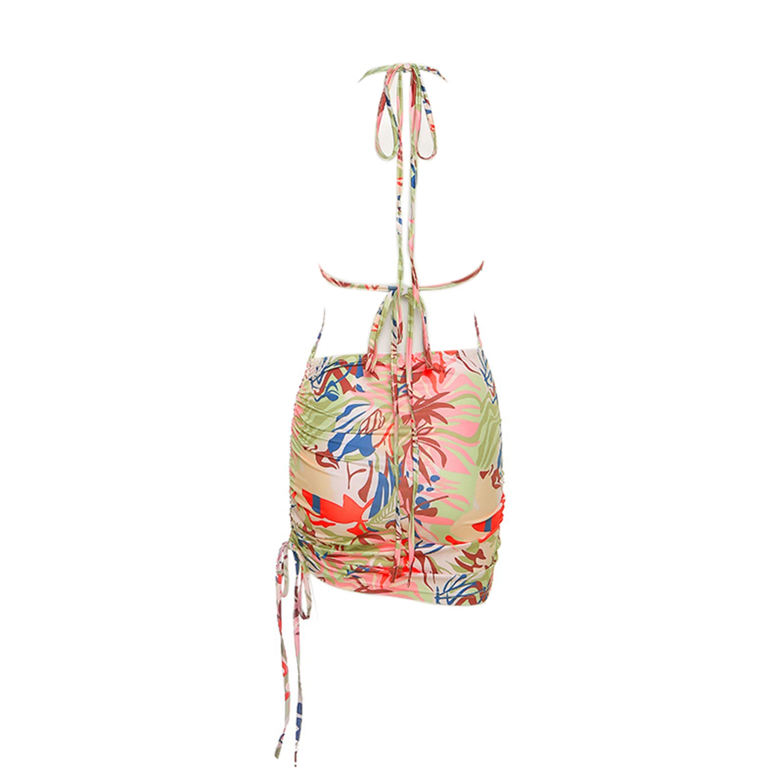 

Bodycon Dress Female Halter Frenulum Backless Drawstring Fold Sexy Self Cultivation Dresses for women 2021