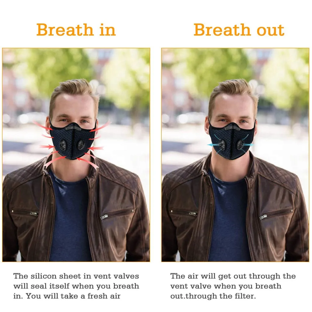 

1pcs Protective Face Mouth Masks With Breath Valves Gasket Respirator Filter Mouth-muffle Mascarillas Washable Reusable Mask