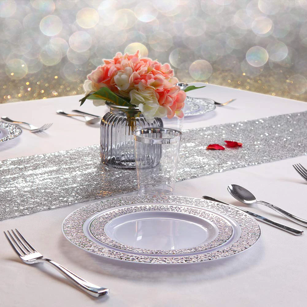 

Home and Living Disposable Gold Rim Dinnerware Set for Parties Wedding Buffets Services for 20 Guests