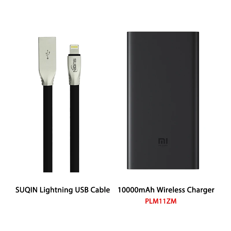 Из России Xiaomi Беспроводное зарядное устройство Power Bank 10000mAh - Цвет: And Lightning cable