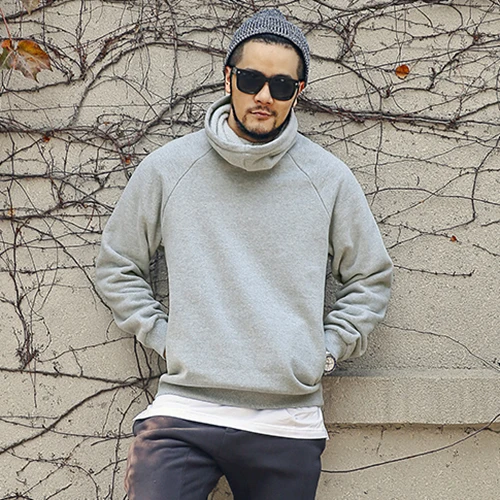 Большой размер высокий ворс хлопок флис Свободный Мужской свитер модный мужской