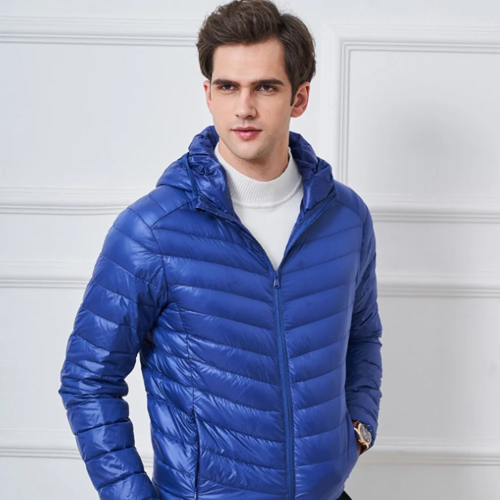 

Autumn Winter Men Jackets Long Sleeve Hooded Down Coats Ultra-thin Lightweight Youth Slim Coat Men Casual Waterproof Warm Parkas