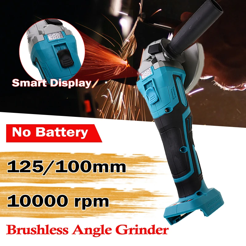 Brushless Electric Angle Grinder Grinding Machine 125/100mm Cordless Woodworking Metal Cutting Power Tool For Makita Battery 18V