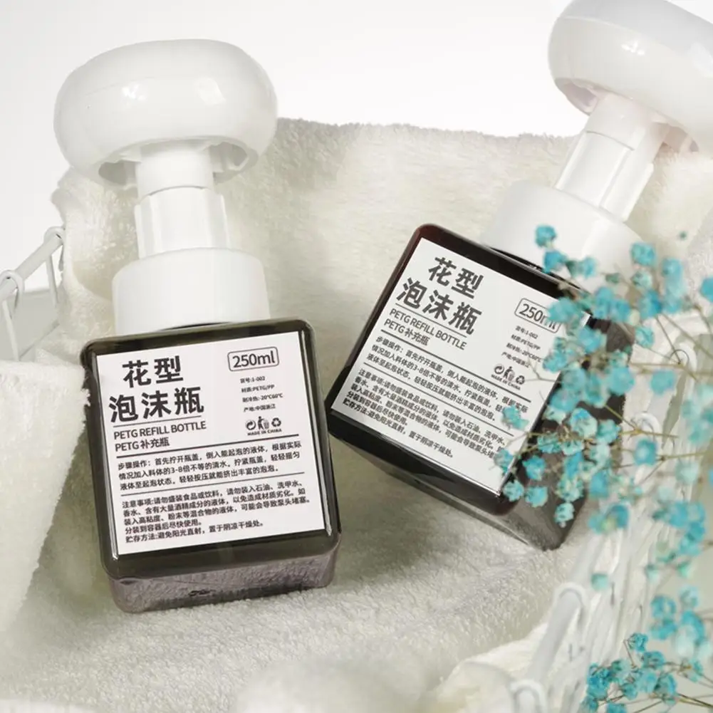 

250Ml Soap Bottle Foaming Lotions Refillable Bottle Soap Shampoo Pump Head Cosmetic Empty Bottle Flower M1Y4