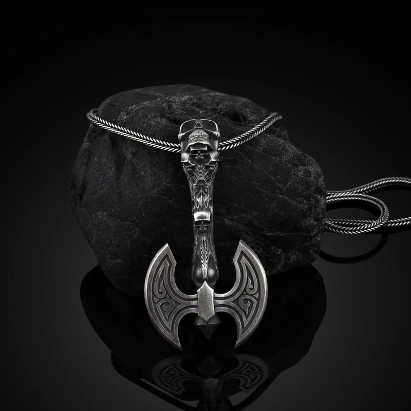 

Viking Jewelry on the neck vintage axe pendant necklaces for man pirate battle axe charms Men's chain necklace
