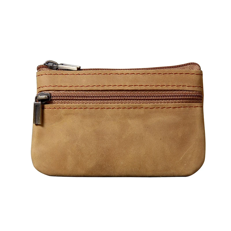 

Винтажный Мужской кошелек из натуральной кожи, маленький бумажник в стиле ретро на молнии, кредитница с кармашком для мелочи, NR94