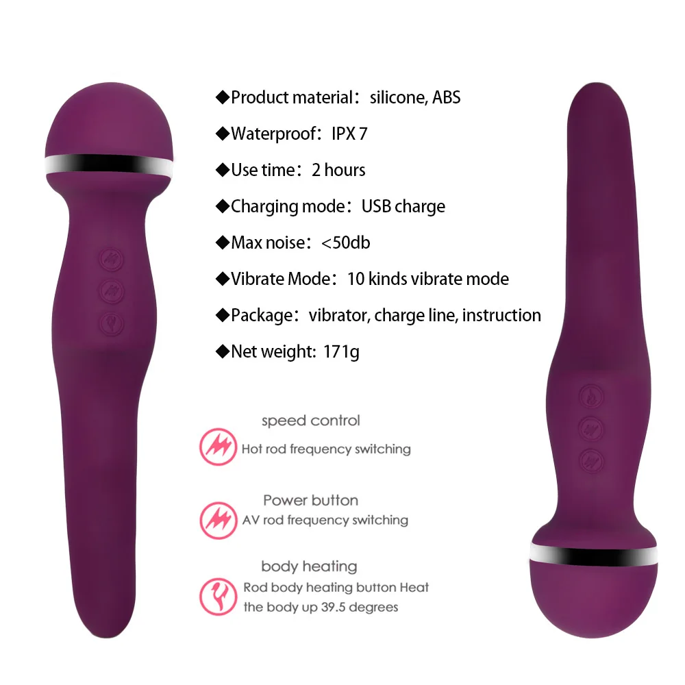 Новейший 10-скоростной мощный Интеллектуальный вибратор с нагревом двойная