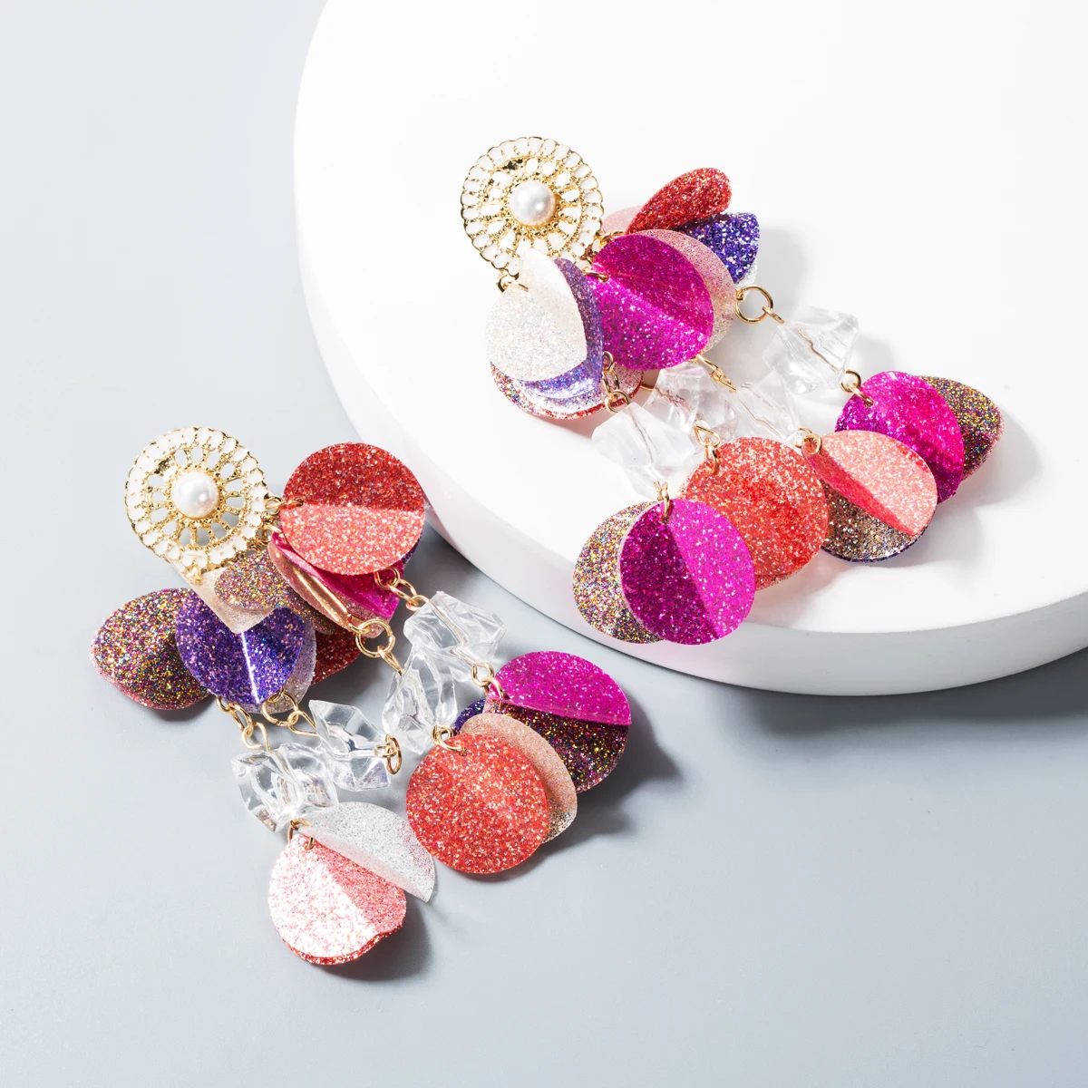 Женские летние блестящие длинные серьги кисточки с разноцветными пайетками