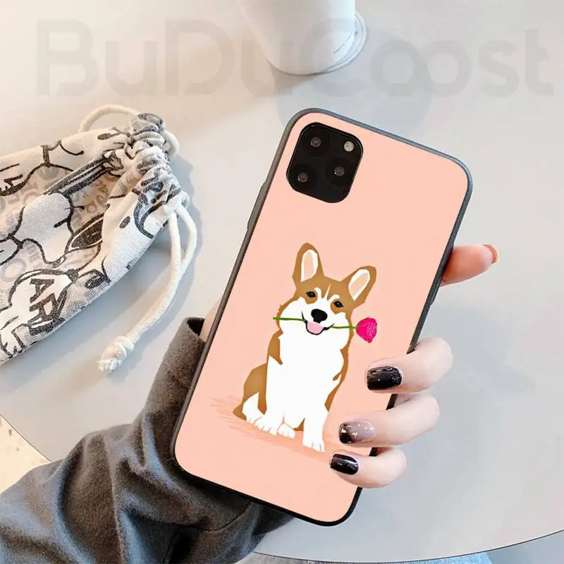 

Slok Welsh Corgi Dog Black Soft Shell Phone Case Capa For iphone 11 Pro11 Pro Max X XS XR XS MAX 8plus 7 6splus 5s se 7plus case