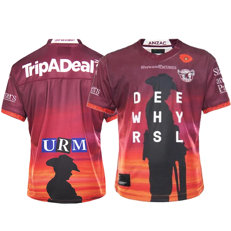 

2021 Manly Sea Eagles Rugby ADULTS ANZAC Jersey Player Sportswear Tops Sport Shirt Size S-5XL