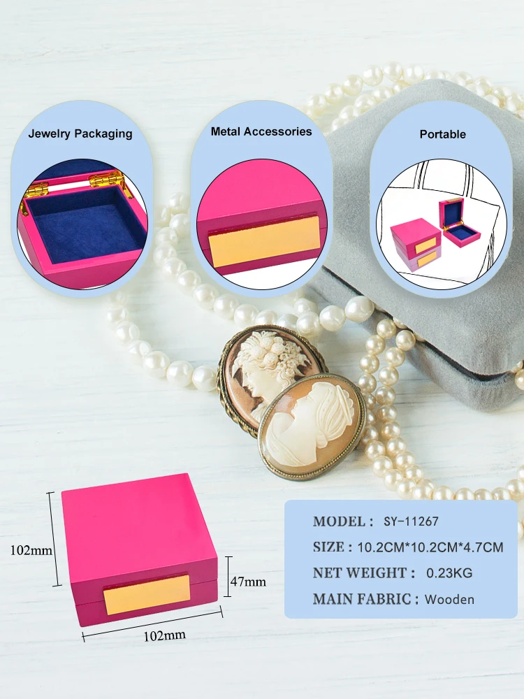 Small Ring Gift Storage Solid Wood Jewelry Case Handcrafts Gloss Wooden Girls Jewellery Box