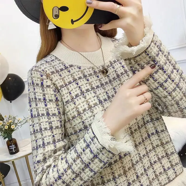 

Girl Small Fragrance Suit Sweater With Skirt Two-piece Women Dress Loose Loose Sweater Women's Clothing 2021 Spring