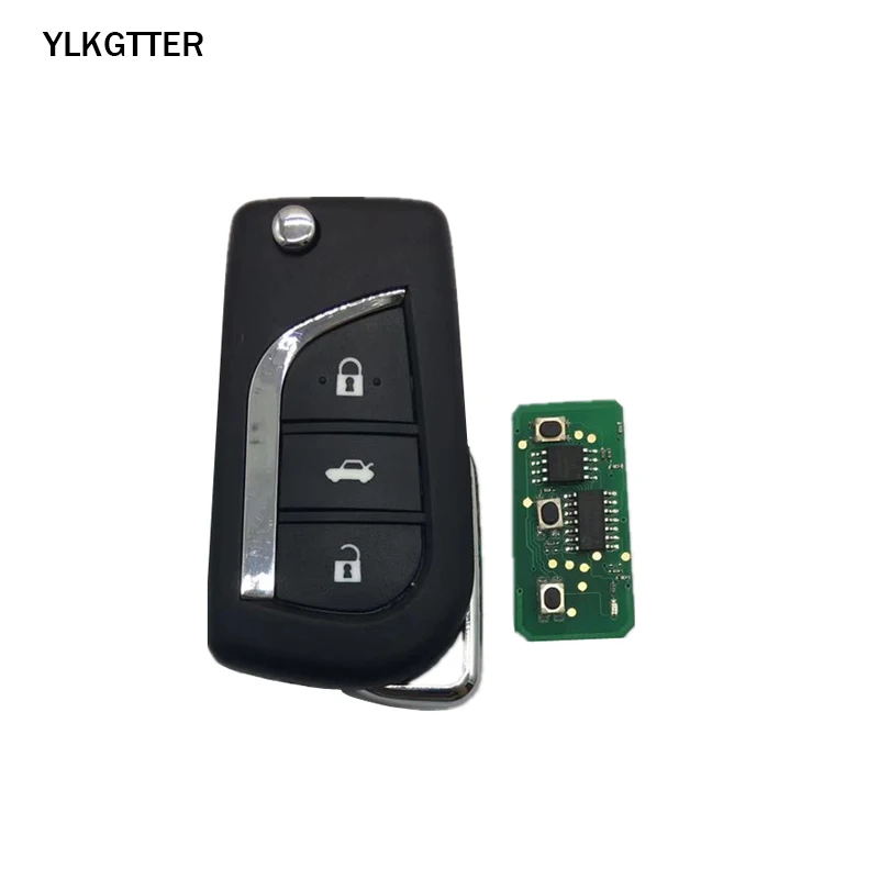 

YLKGTTER 3 Button TOY48 Flip Smart Remote key for Toyota Aygo Corolla Yaris Camry Verso with 315/433 MHz 4D67 ID67 transponder