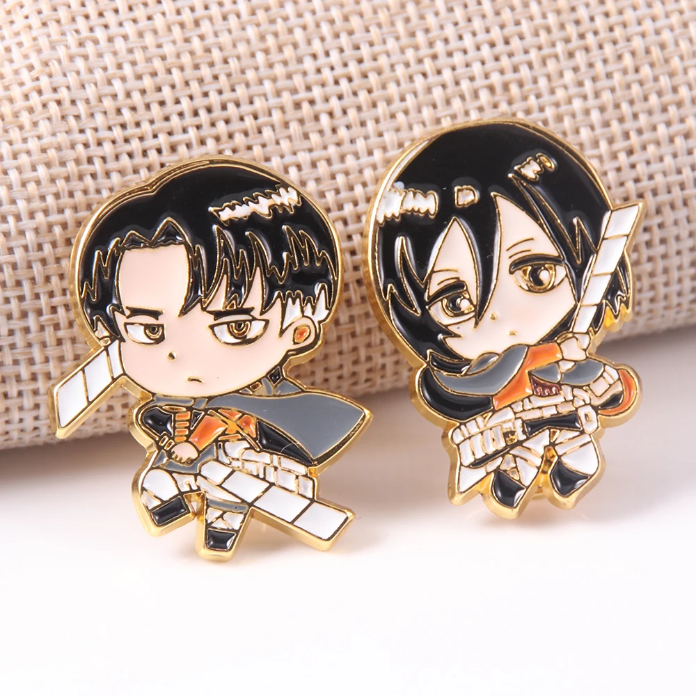 Аниме атака на Титанов булавки брошь Shingeki No Kyojin Levi Ackerman Mikasa значок Броши для
