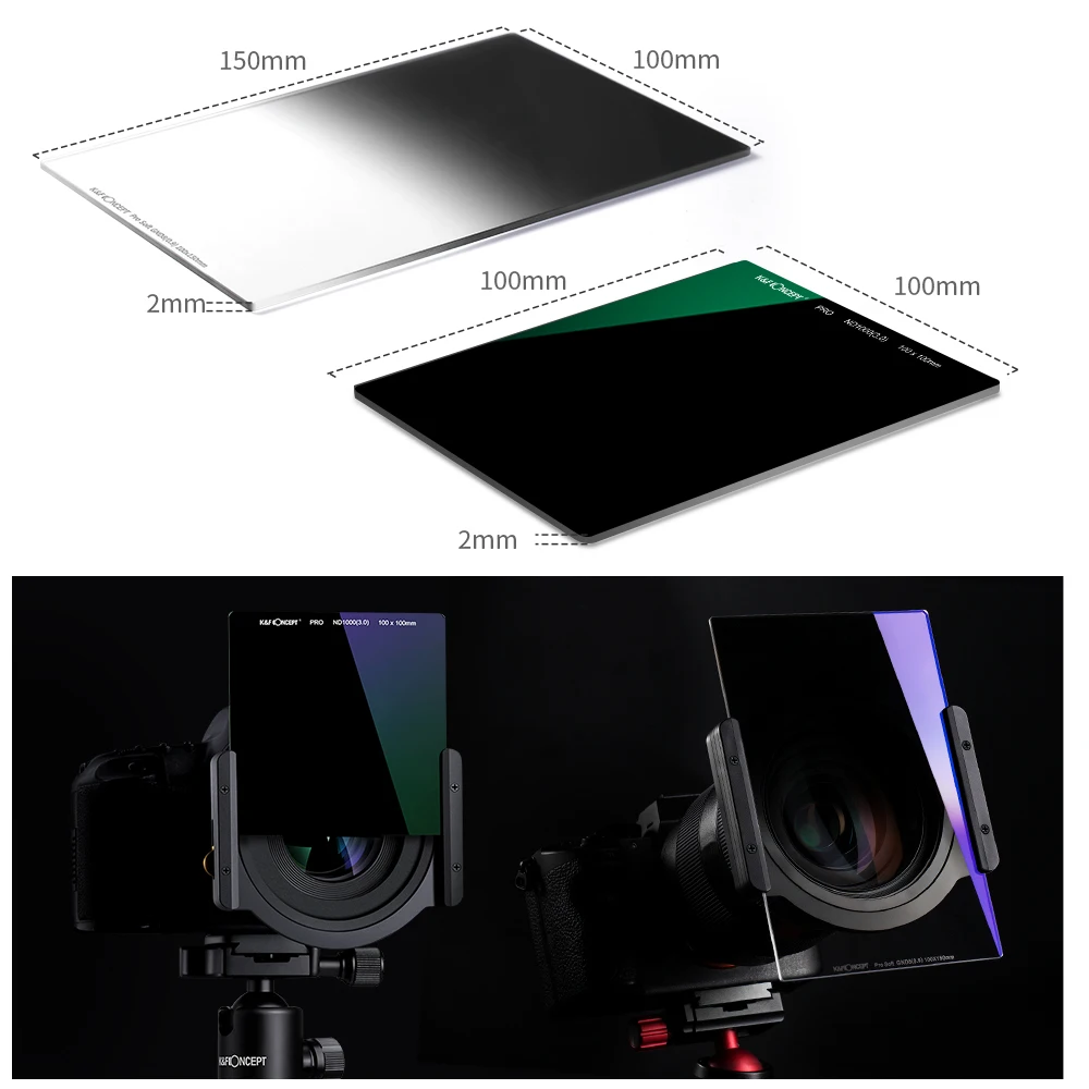 K&F Concept Square Filter 100x150mm ND1000 And 100*100mm ND8 lente nd com cokin z with Metal Square Filter Holder Set enlarge