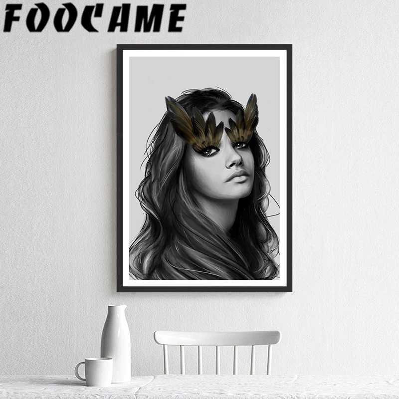 Современный декоративный абстрактный Рисунок гостиной черно-белый женский