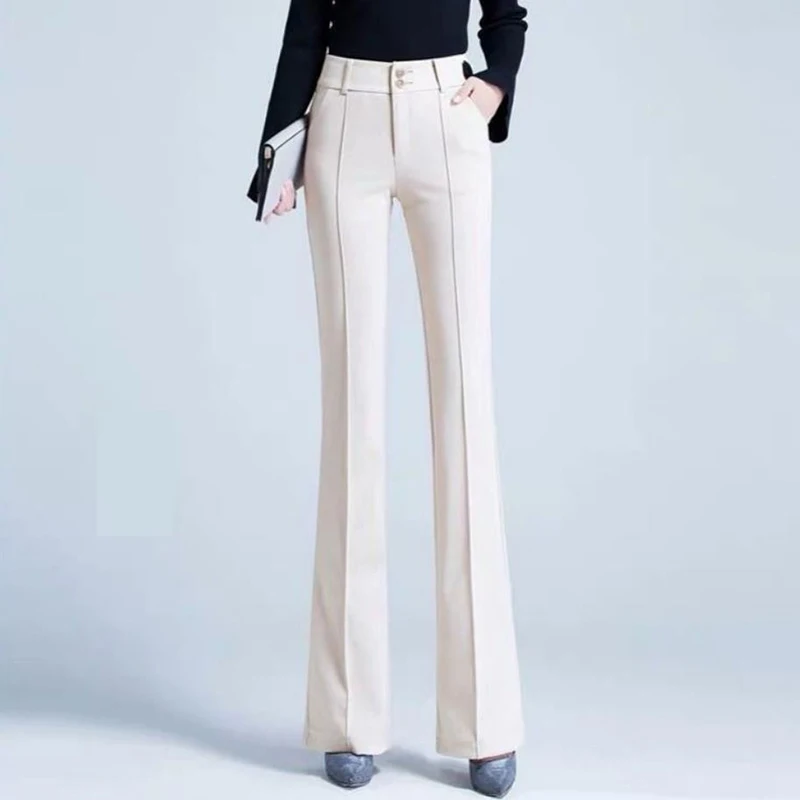Модные Узкие расклешенные брюки с высокой талией женские классические офисные