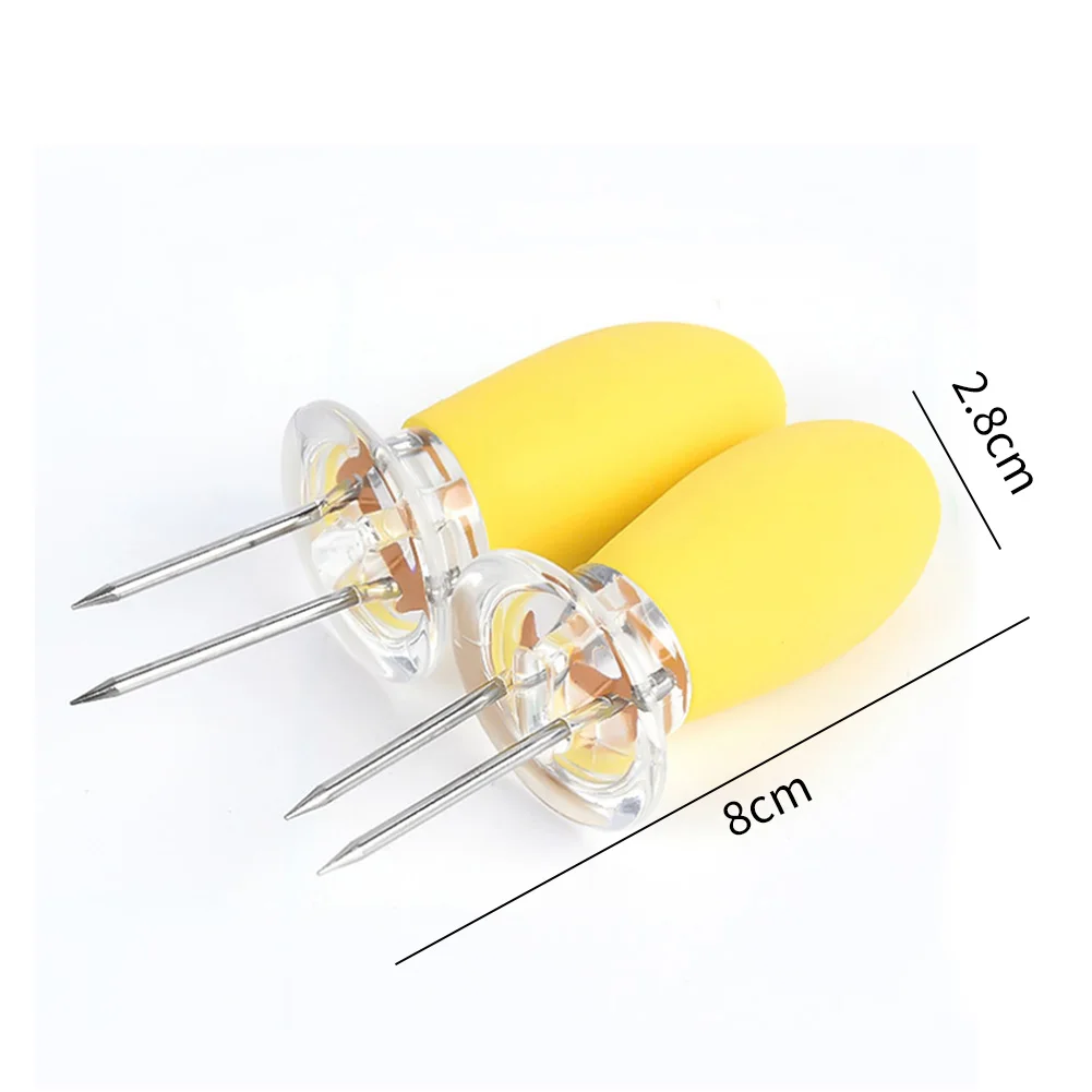 1 пара кукурузы вилки с Пластик ручка небольшой Нержавеющая сталь гриль вилка