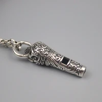 pure 925 sterling silver bless lucky carve pattern whistle pendant for men women special gift 3810mm