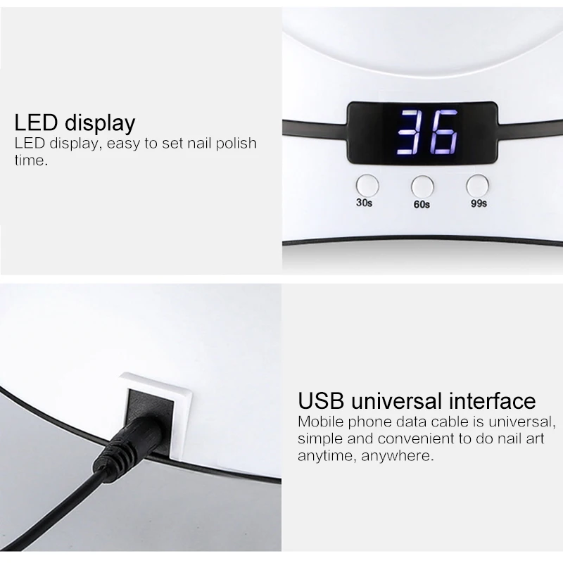 36 W USB LED Pro Nail Polish Dryer UV Gel Acrylic Manicure Timer Lamp Tools | Красота и здоровье