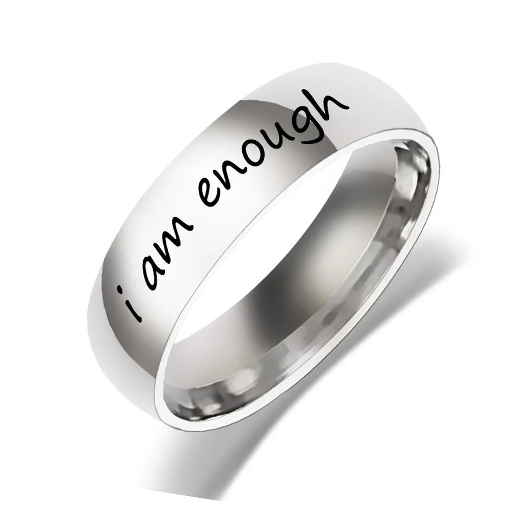 

2021 new European and American fashion unisex party cambered titanium steel ring design fashion trend carved letter ring