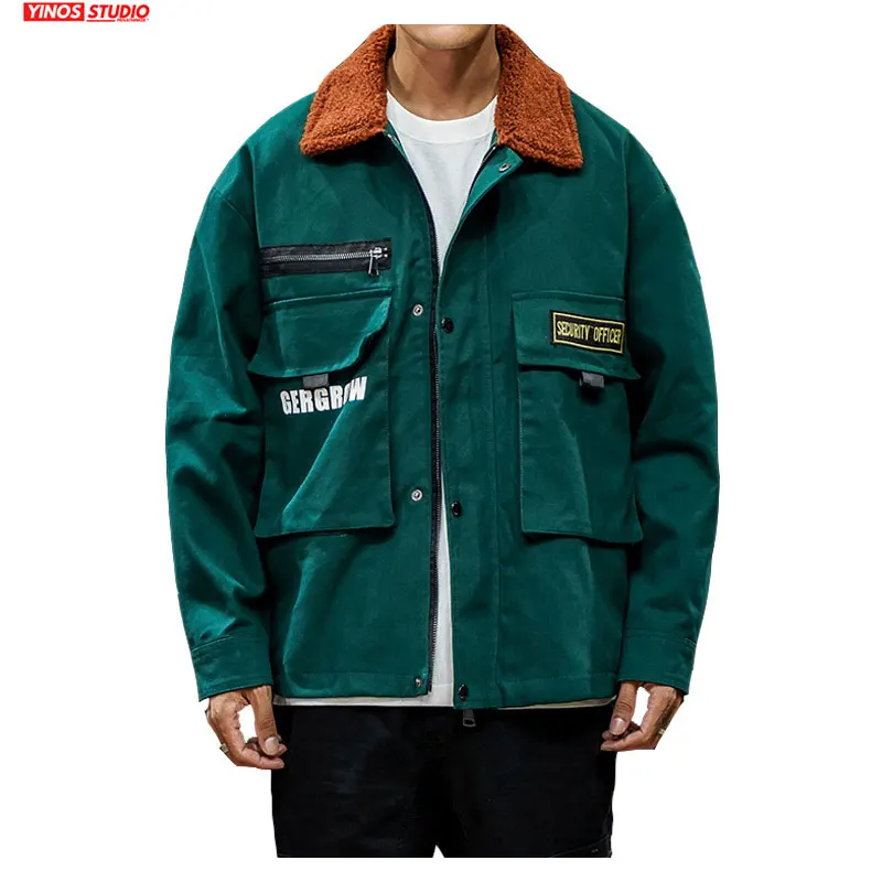 Мужская Японская уличная одежда верхняя с отворотами и карманами осень 2020