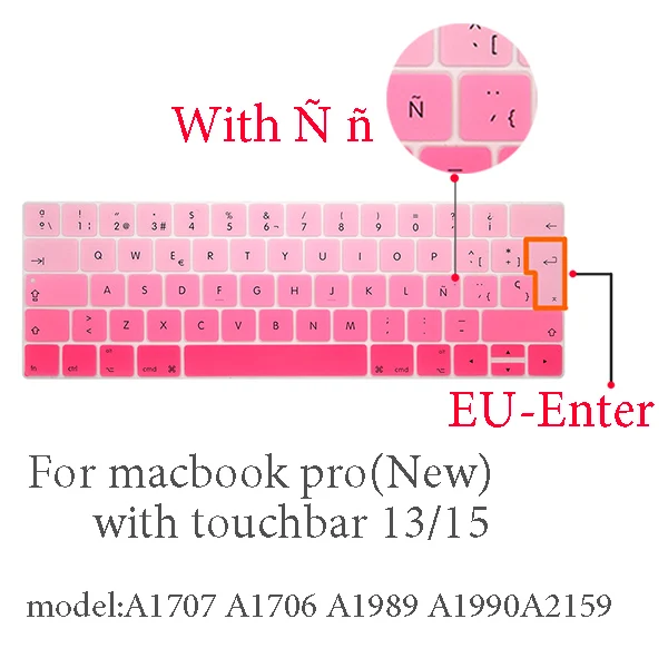 Испанская Защитная пленка для клавиатуры для Mac Book pro 13 A2159 pro13 retina air A1466 A1708A1989A1932 EU-key силиконовая крышка клавиатуры