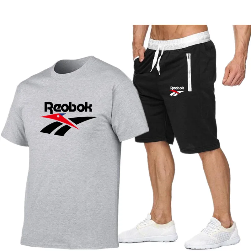 

2021 Summer Fashion Printed Men's Sportswear Suit Loose Short Sleeve T-shirt Top + Shorts Casual Sportswear Men's Suit Clothing